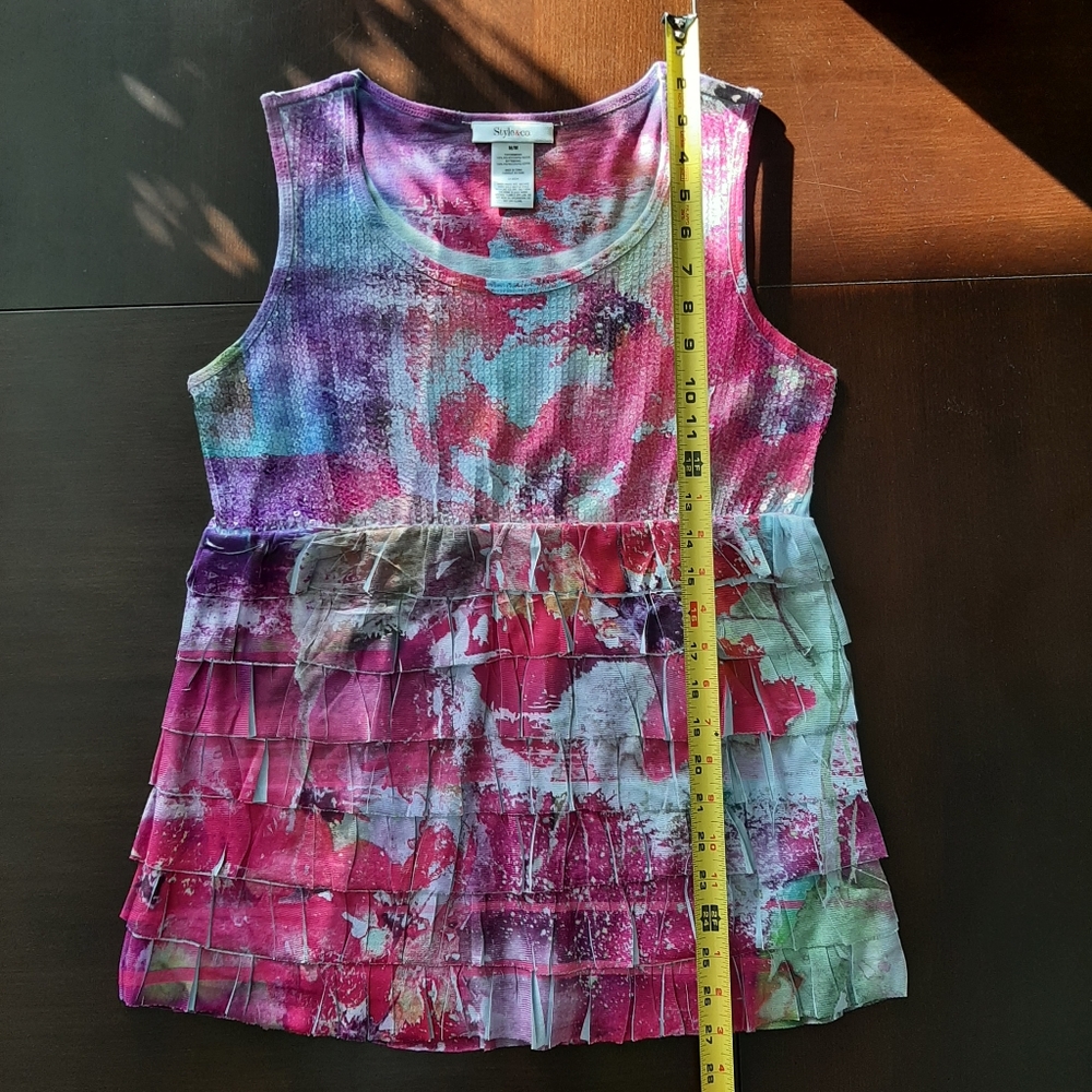Colorful Tank Top With Ruffles - Picture 3 of 7